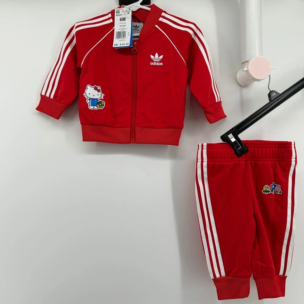 Adidas x Hello Kitty Infant 6M SST Tracksuit Set Vivid Red NWT Baby Girl Sporty